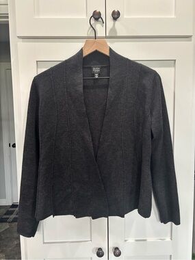 Eileen Fisher Charcoal Open-Front Knit Jacket